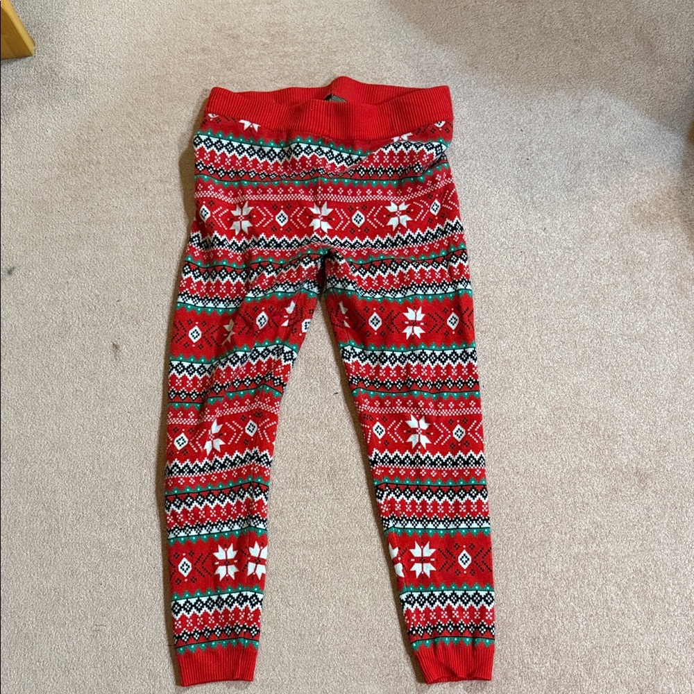 Torrid Red and Black Festive Knit Leggings